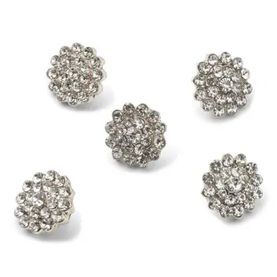 HobbyArts Bottoni con Strass, Bianco/Oro, 9 mm, 5 pezzi
