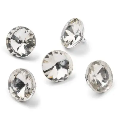 HobbyArts Bottoni in cristallo, Bianchi, 14 mm, 5 pezzi