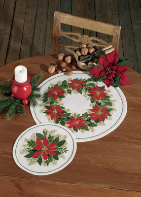 Permin Ricamo Natalizio - Stelle di Natale 42cm Ø + 26cm Ø