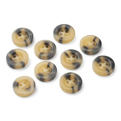 LindeHobby Bottoni in Plastica Beige/Neri, 14 mm, 10 pz