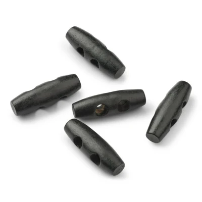 LindeHobby Bottoni Duffel in Legno Nero, 30 mm, 5 pz