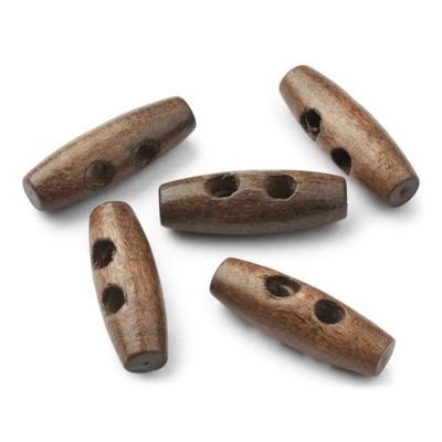 LindeHobby Bottoni Duffel in Legno Marrone Scuro, 30 mm, 5 pz
