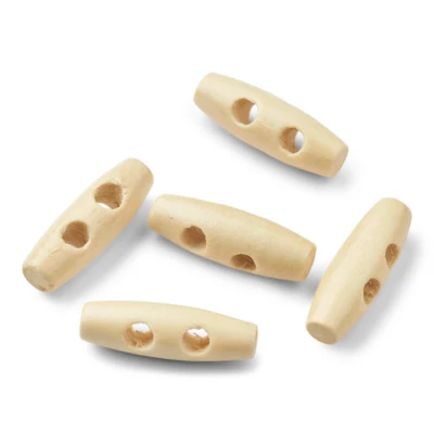 LindeHobby Bottoni Duffel in Legno Bianco, 30 mm, 5 pz