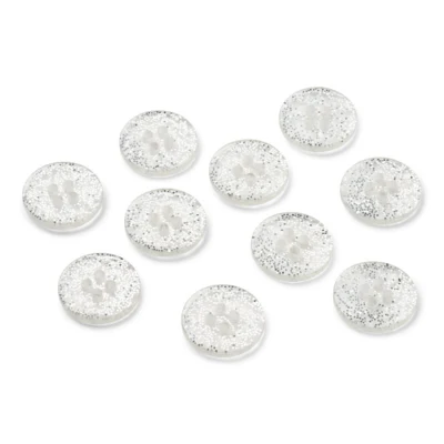 LindeHobby Bottoni Glitterati Argento, 15 mm, 10 pz