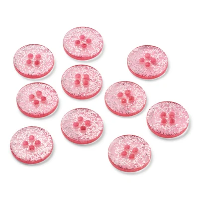 LindeHobby Bottoni Glitterati Rosa Chiaro, 15 mm, 10 pz