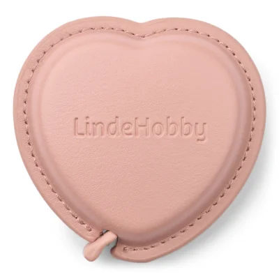 LindeHobby Metro a Nastro Retrattile, PU-Pelle, Cuore, 150 cm Rosa