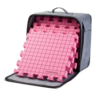 LindeHobby Tappetini per Blocking in Borsa di Feltro con 100 Spilli a T, Rosa