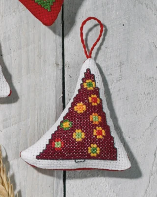Kit da ricamo Bordeaux albero di Natale 7 x 8 cm