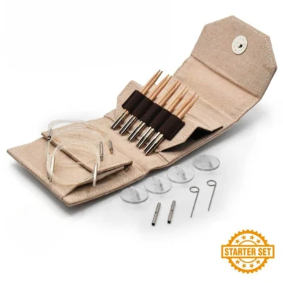 LYKKE Set Ferri Circolari Componibili Naturale, Starter Set, Beige, 9 cm