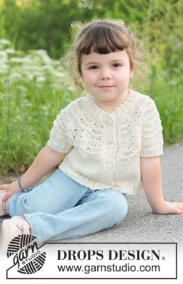 49-2 Marshmallow Morning Cardigan by DROPS Design