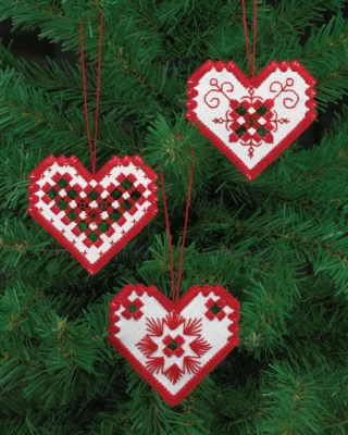 Kit per ricamo Hardanger cuore rosso x3 7,5x8 cm