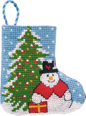 Kit Ricamo Albero/Neve Calza Natalizia 7 x 8 cm