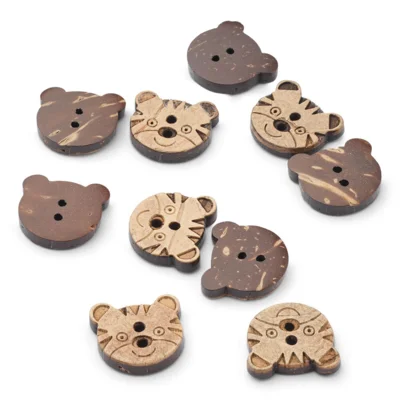 LindeHobby Bottoni in Noce di Cocco, Tigre, 10 pz