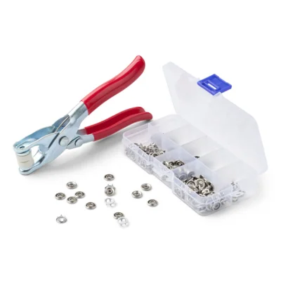 LindeHobby Strumento per Bottoni a Pressione con 50 Bottoni Assortiti, 9.5 mm