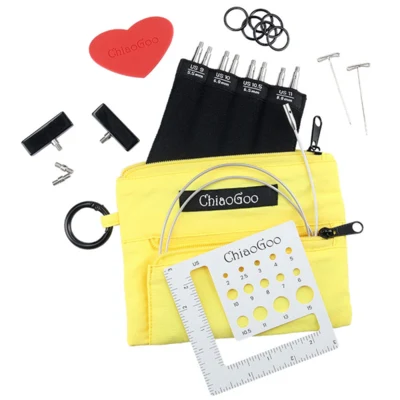 ChiaoGoo Set di Ferri Circolari Intercambiabili Twist Yellow Shorties, Large, 8 cm