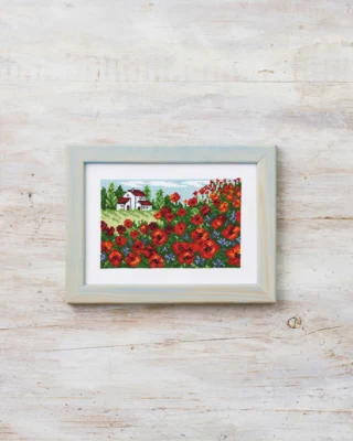 Kit Ricamo Campo di Papaveri 18 x 13 cm