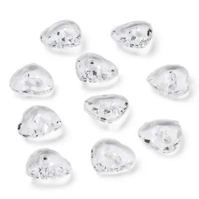 LindeHobby Bottoni Cristallo, Cuore, Chiaro, 12 mm, 10 pz