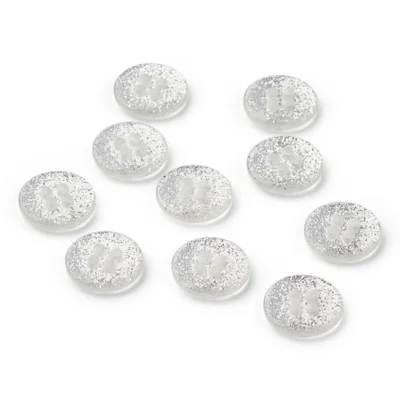 LindeHobby Bottoni Glitterati, Bianchi, 12 mm, 10 pz