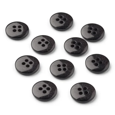 LindeHobby Bottoni Glitterati, Nero, 12 mm, 10 pezzi