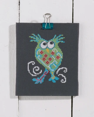 Kit da ricamo Gufo verde 11 x 13 cm