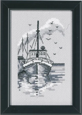 Kit per Ricamo Peschereccio 9,5 x 14,5 cm