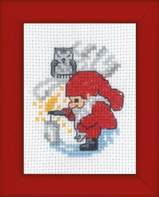 Kit ricamo Elfo accende la candela immagine 6 x 8 cm