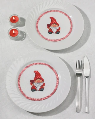 Kit da ricamo Flaconi con gnomo Ø 16 cm