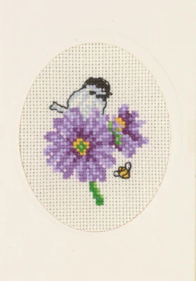 Kit Ricamo Cartolina Fiore lilla 9 x 13 cm