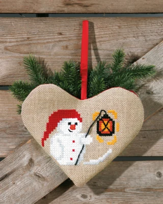 Kit da Ricamo Pupazzo di Neve Cuore 28 x 24 cm