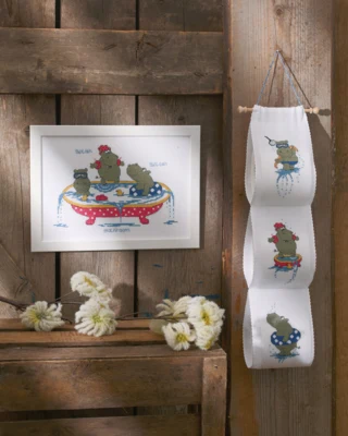 Kit di Ricamo Ippopotami 12 x 63 cm