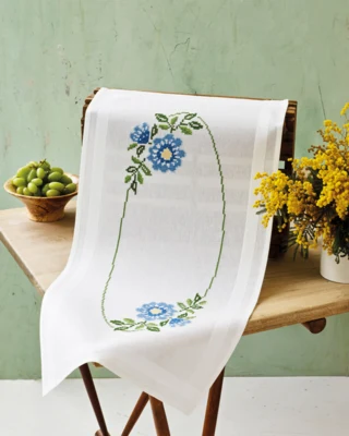 Kit da Ricamo Fiori in Punto Croce 40 x 80 cm