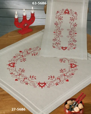 Kit da ricamo Natale in rosso 40 x 80 cm