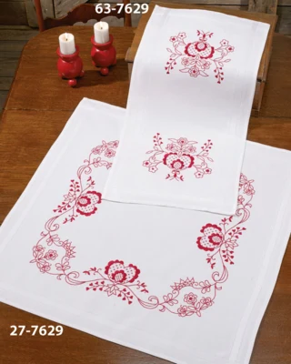 Kit Ricamo Almue in rosso 40 x 80 cm
