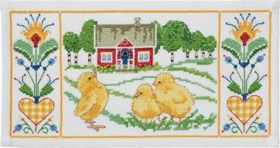 Kit di ricamo Pulcini vicino alla casa 50 x 26 cm