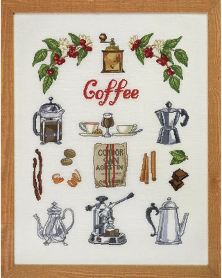 Kit da ricamo Coffee time 40 x 52 cm