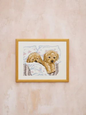 Kit per ricamo Cuccioli nel cesto R5677 43 x 34 cm