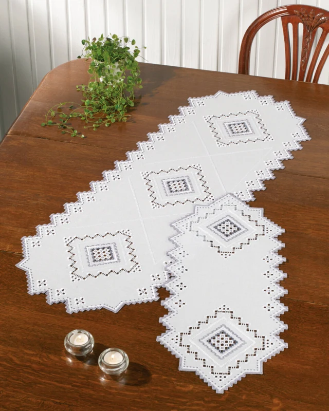 Kit da Ricamo Grigio Hardanger 39 x 105 cm