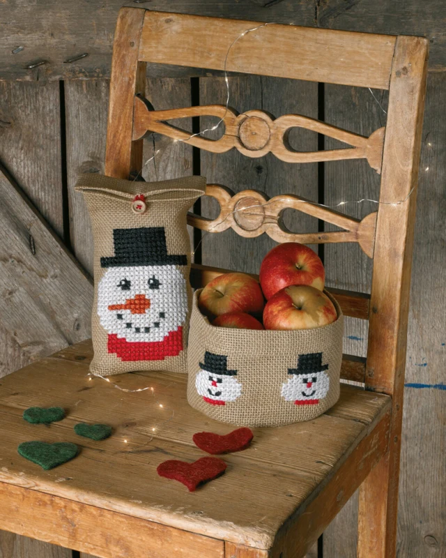 Kit da Ricamo Sacchetto da Regalo Pupazzo di Neve 14 x 23 cm