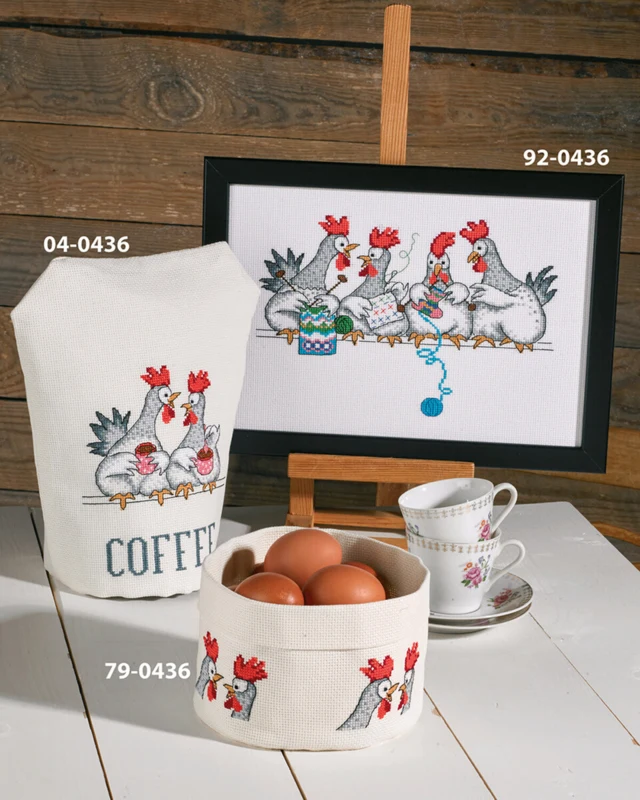 Kit da Ricamo Chiacchierata di Galline 17 Ø