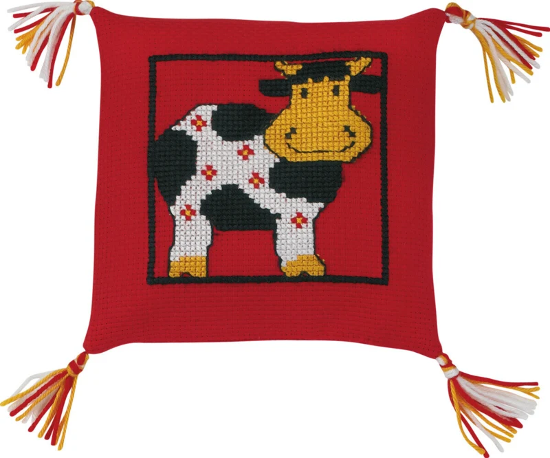 Kit per Ricamo Mucca 28x28 cm