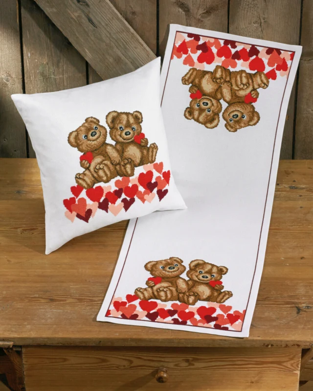 Kit da Ricamo Orsetti Cuore 40 x 40 cm