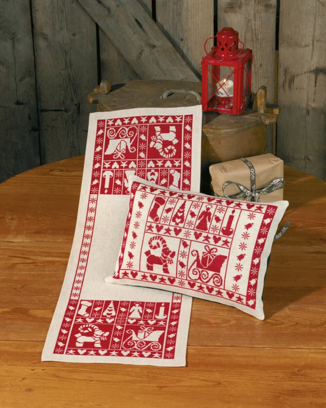 Kit di ricamo Atmosfera natalizia Cuscino Aida 37x26cm