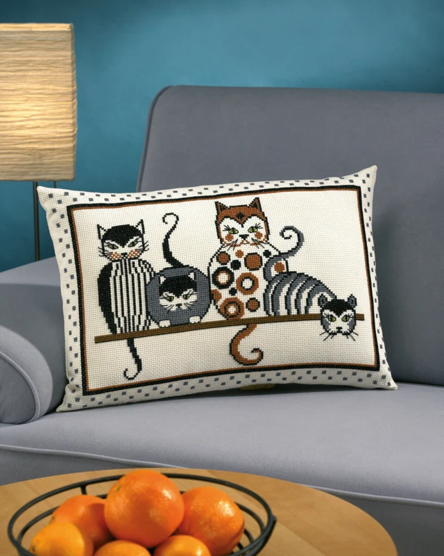 Kit Ricamo Cuscino Gatto 58 x 40 cm