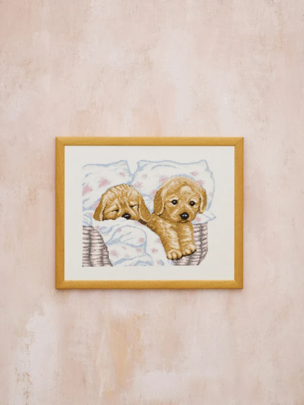 Kit da Ricamo Cuccioli nel Cesto R5677 43 x 34 cm