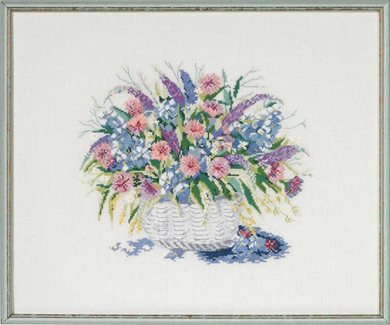 Kit per Ricamo Cesto con Fiori II 48 x 40 cm