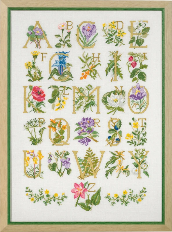 Kit Ricamo Alfabet dei Fiori 45 x 62 cm