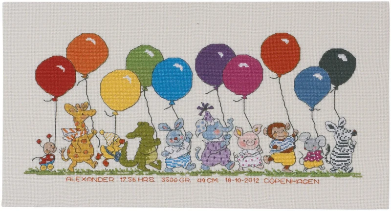 Kit da ricamo Animali con Palloncini 22 x 42 cm R5301