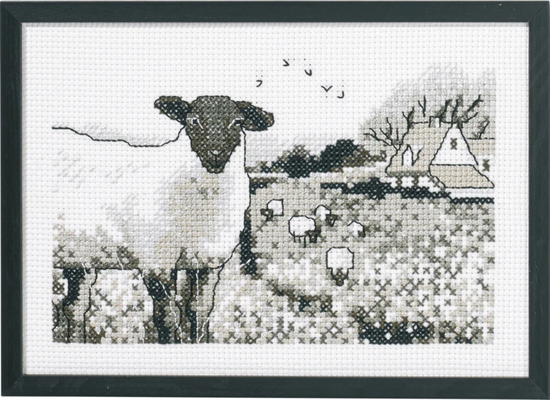 Kit Ricamo Pecore nel Campo 20 x 29 cm