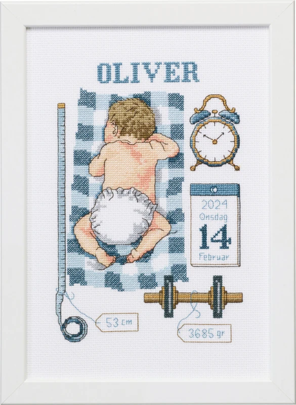 Kit Ricamo Ricordo di Battesimo Oliver 21 x 30 cm