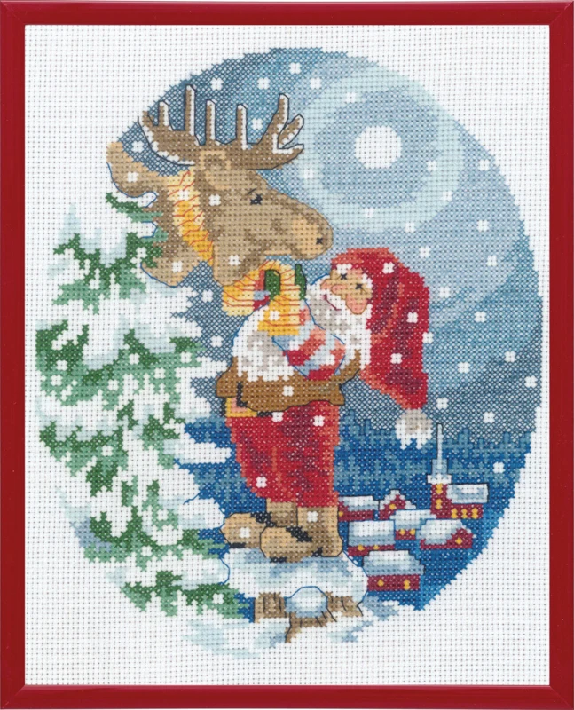 Kit Punto Croce Babbo Natale con Alce R5798 20 x 25 cm